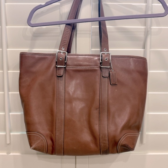 Coach Brown Saddle Leather Tote Bag - Picture 1 of 4